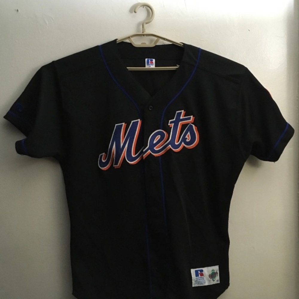 Russell Athletic Diamond Collection New York Mets Jersey Size 48 Black USA Made